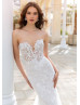 Ivory Floral Lace Tulle Mermaid Wedding Dress With Detachable Straps